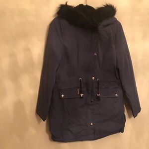UNBRANDED NAVY BLUE PUFFER COAT WITH HOOD